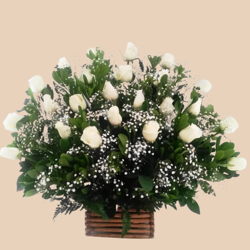 Arreglo de 24 rosas blancas