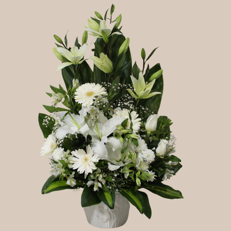 Arreglo floral, Gerberas y Lilies.