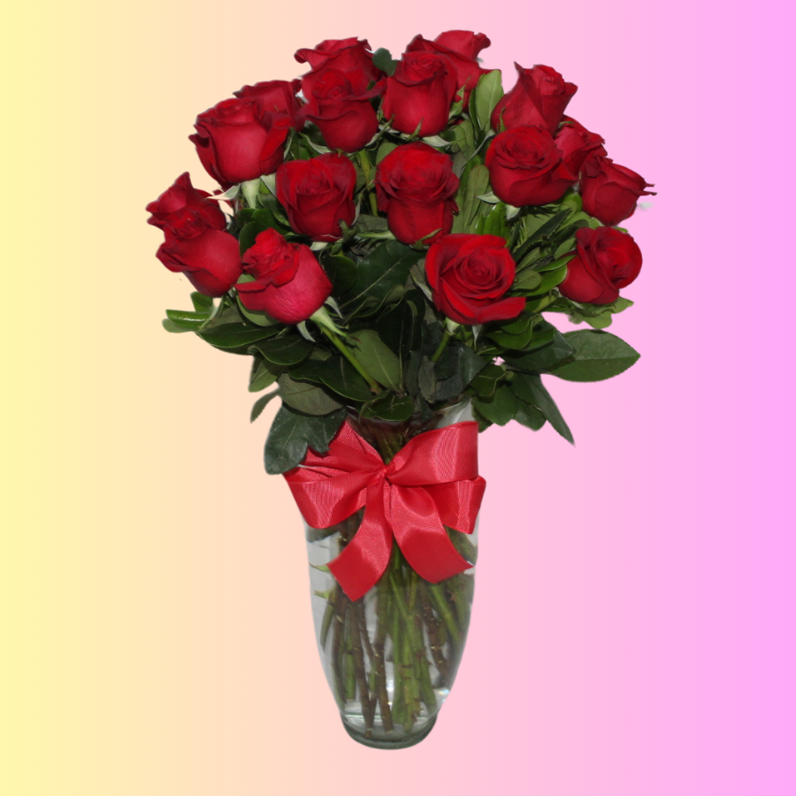 Florero 24 rosas rojas