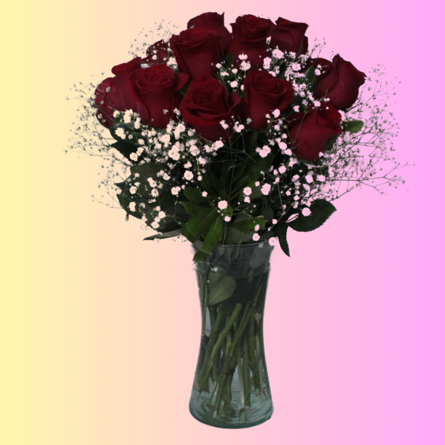 Florero 15 rosas rojas