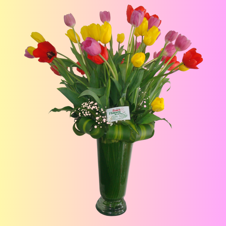 Florero de 40 tulipanes