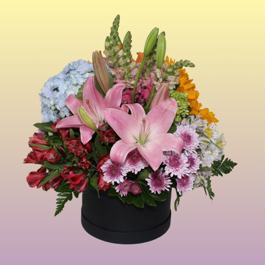 Cajita con lilies y otras flores